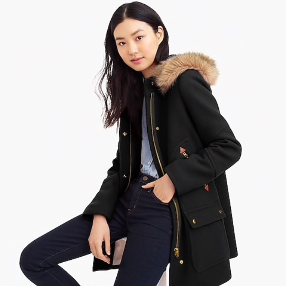 J Crew Chateau parka in Italian stadium-cloth wool